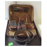 CSA belt buckle, belt, and vintage travel grooming