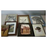 Animal picture lot, including horses, duck and