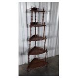 Walnut Corner Curio Shelf. Having 5 final decor