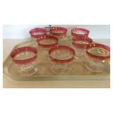 Cranberry Kings Crown, set of 8 footed sherbet