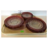 Cranberry Kings Crown set of eight 8" salad plates