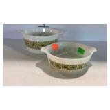 2 Pyrex tab handled casserole dishes, 1 pt. & 1 qt
