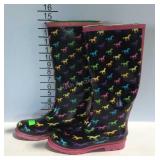 Rubber boots with horse designs, size 6 - gently