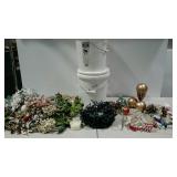 Holiday decor, artificial flower stems, lights,