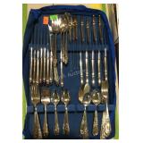 Silver tray with flatware, 45-pcs Community Plate,