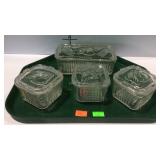 4-pc Refrigerator dish set with lids - embossed