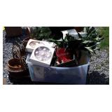Christmas decorations including large wreaths,