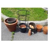 Planters Group Lot. Mostly terracotta flower pots