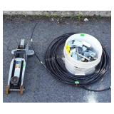 Hardware And Jack lot. Roll of coax cable, Bucket