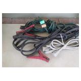Two extension cords and jumper cables