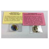 Two Kennedy half dollars coins- 24kt bicentennial