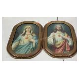 Nicely framed religious prints with bubble glass.