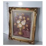 Painting Art Work. Oil on canvas still life floral