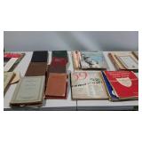 Hymnal books and sheet music