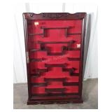 Asian Themed mahogany wall hanging Curio trinket