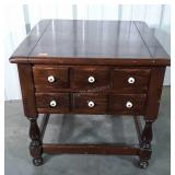 Pine Living room End Table with 2 drawers, solid