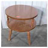 Accent 18" double shelf Drum Table 70s era, nice