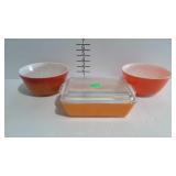 Pyrex - shades of orange large refrigerator dish &