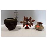 Decor pottery- signed planter vase with 3" opening
