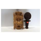 2 Tribal art pieces - 1 statue, and 1 mask