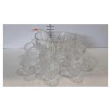 Punch bowl with 12 cups, and plastic ladle