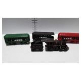 Cast iron train set - engine, tender, and 3 cars