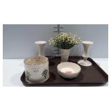 Lenox - 4-1/2" bowl, pair of candlestick holders,