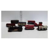 Metal train set - engine with 7 cars, some marked