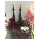 Home decor - metalworks dog figure, basket, and
