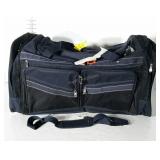 Large canvas travel duffle with shoulder strap.