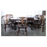 6pc Pine Dining Set, table with two 15" end