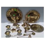 Brass decor - trays, candlestick holders, paper