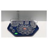 Glass & crystal - egg dish, knife rest, set of 4