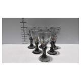 Blown art glass, set of 6 stemware goblets, heavy
