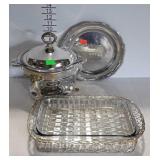 Metalware -silver plate chafing dish with stand