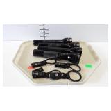 Security patrol items - 3 Mag-Lite flash lights, &