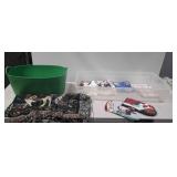Christmas Decor, oven mitts, towels, blanket,
