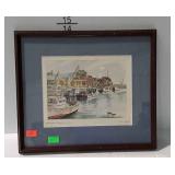 Watercolor "Harbor Square, Annapolis Dock", pencil