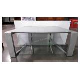 Television stand with 2 lower glass shelves