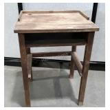 Vintage oak school desk with book shelf, top is