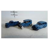 3 Small vintage Tootsie Toy cars, 2 have been