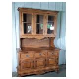 Pine Stepback China Hutch. Nice solid pine wood