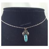 Sterling silver and turquoise necklace 19in
