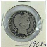 1908-O barber half dollar