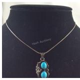 Sterling silver and turquoise necklace signed