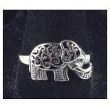 Sterling silver size 10 elephant ring