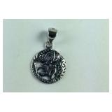 Sterling silver om and elephant pendant