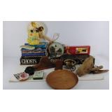 Group of household items, books, Emerson remote