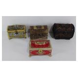Group of 4 caskets or  trinket chests