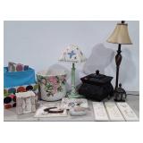 Home decor group, includes lamps, planter, wall